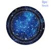 Starry Sky Theme Party Disposable Tableware Blue Night Starry Sky Plates Napkins Cups Kids Boys Happy Birthday Party Supplies