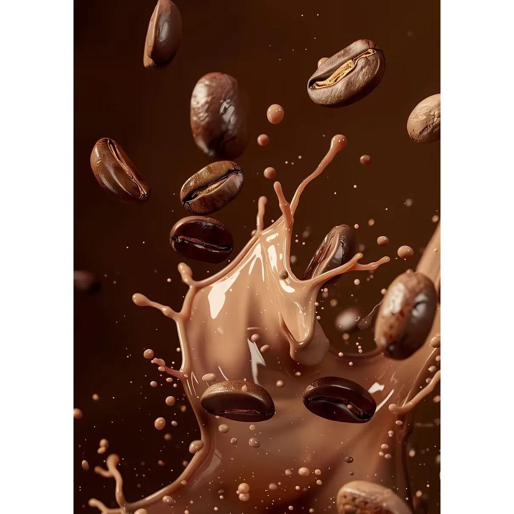 Coffee Cup And Beans Photograph Posters Delicious Coffee Latte Breakfast Prints Canvas Painting Wall Art Picture Home Room Decor