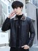 Men's Thick Leather Jacket with Fleece Lining - Lambswool, PU Leather, Lapel Collar, Warm Casual Coat for Spring & Autumn.