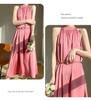 2024 Summer Women's French Retro Acetate Satin Halter Neck Sleeveless Dress