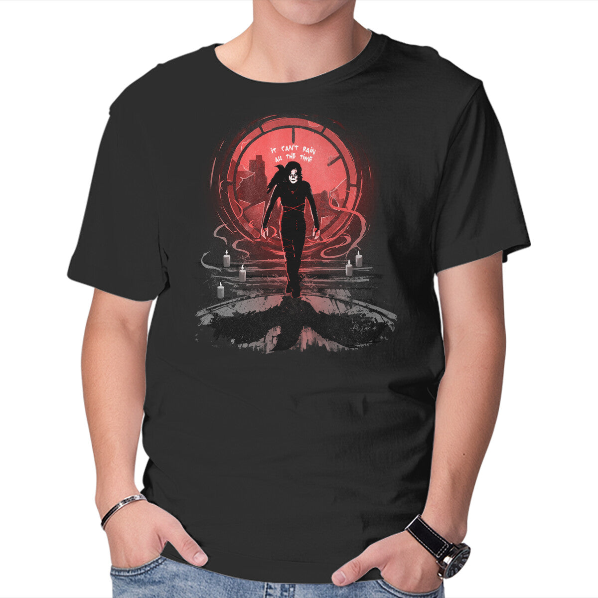 Unisex Crew Neck T-Shirt The Crow s Rain Graphic Short Sleeve Casual Tee XS