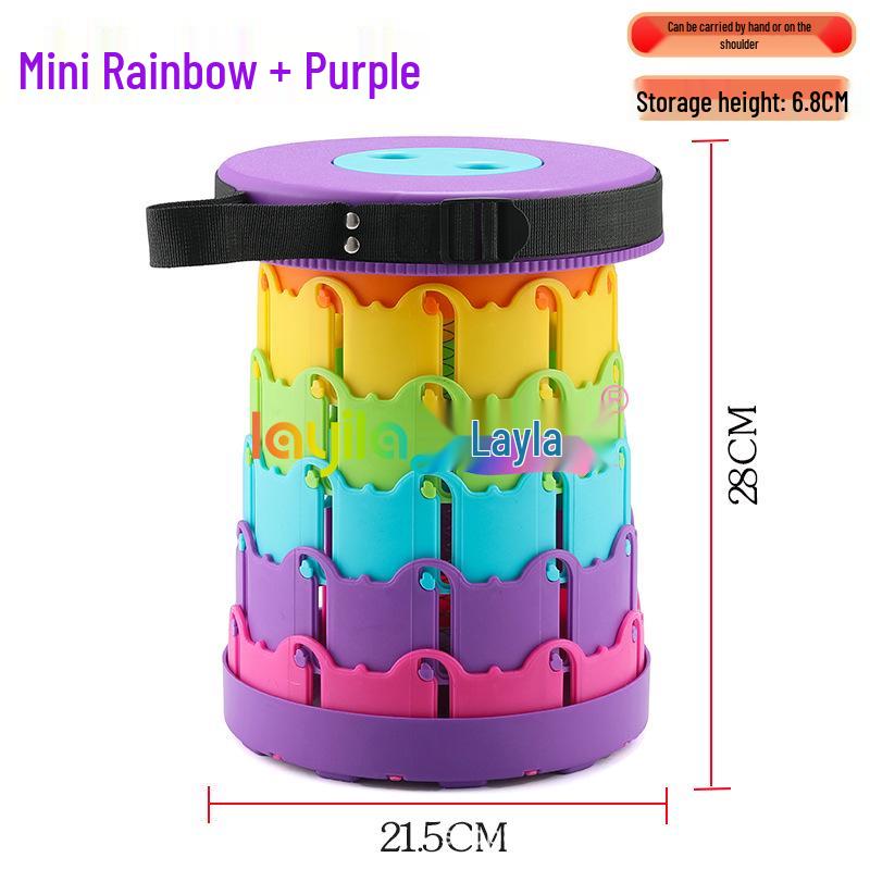 Rainbow Telescopic Adjustable Folding Stool for Leisure, Fishing, and Household Use