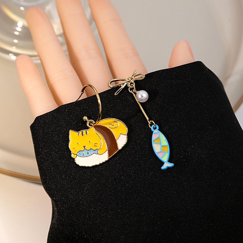 Cute Girl Long Earrings Cartoon Flower Bee Animal Stud Earrings Ocean Wind Vacation Earrings