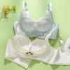 French Style Bra Women's Lace Bra Gathered Without Steel Rings Adjustable Breathable Bra Summer