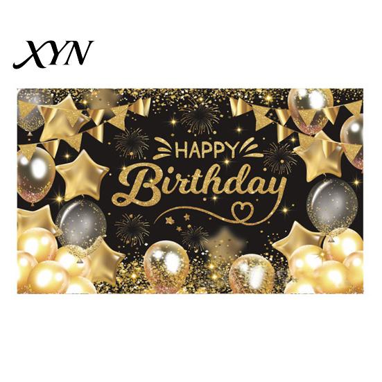 Bright Color Birthday Banner Happy Backdrop, Party Photo Background Cloth for Celebration, Reusable Bunting Flag Decor Kids Women, Supplies