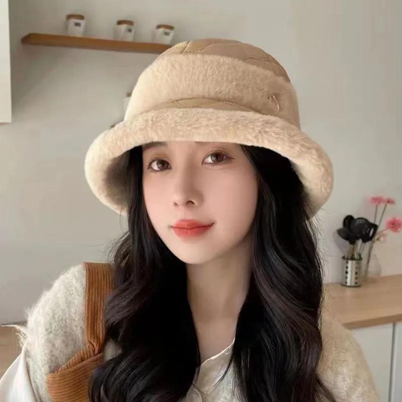 WTEMPO Winter Thickened Warm Plush Buckets Hat Women's Windproof Cold-proof Ear Protection Hats with Wild Edge