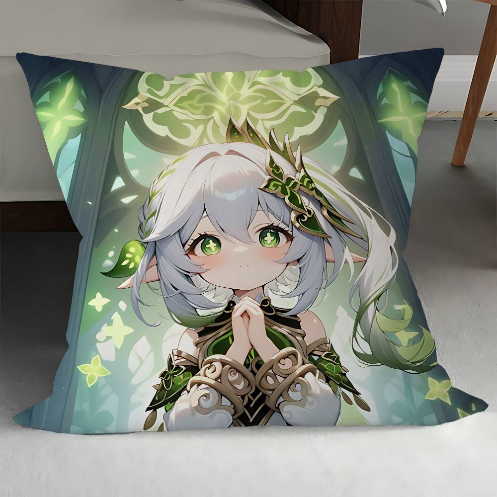 Anime Nahida Dekorative Zimmerästhetik Kissenbezug Heimdekoration Schlafzimmer Sofa Bett Couch Kissenbezug 45x45