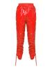 Completo Crop Top Lucido Impermeabile e Pantaloni Capri da Donna Manica Corta Vita Elastica Coulisse sui Lati delle Gambe per Allenamento Festa