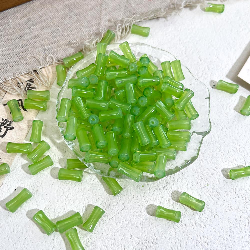20pcs 60pcs 6x12mm Bamboo Joint Shape Bulk Green White Loose Spacer Beads DIY Jewelry Making Bracelet Necklace Handmade Supplies