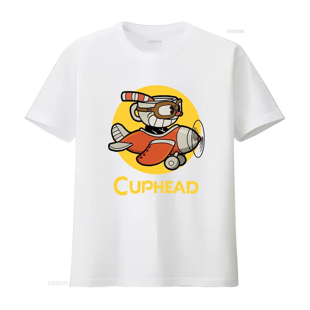 Cuphead T Shirt Flying Adventure Design for Gaming Fans Comfortable Cotton Vintage Washed Stylish Slightly Graphic