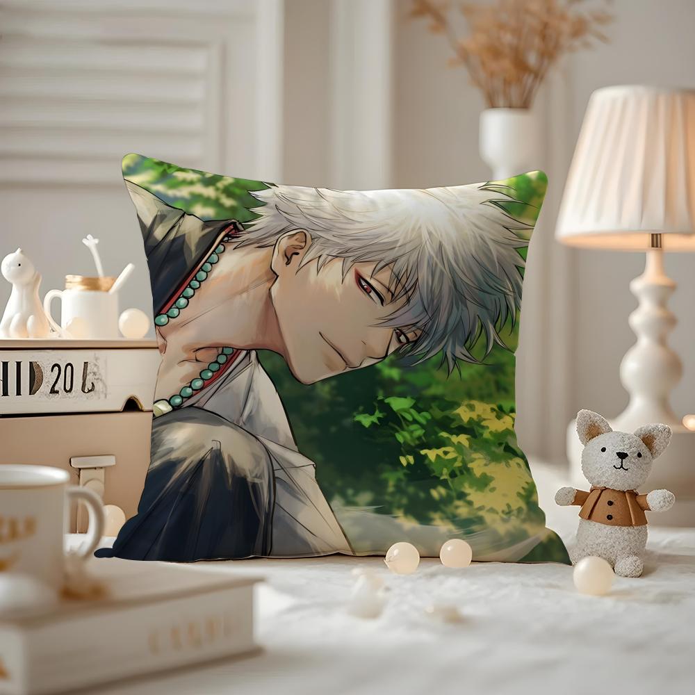 Anime GGINTAMA Cushion Cover Antidustmite Pillowcase Invisible zipper silky short plush Sofa cushion cover