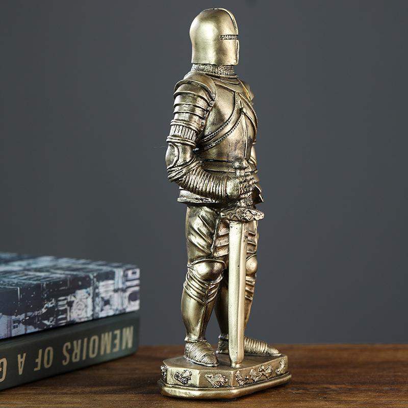 Medieval Armor Knight Statue Retro Nordic Style Home Decoration Resin Figurine Office Desktop Bookshelf Decoration Accessories