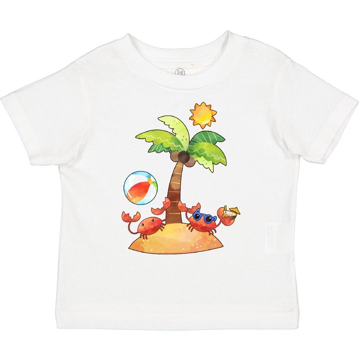 Inktastic Summer Beach Scene With Cute Crabs Playing Toddler kids boys T-Shirt Play Ball 120