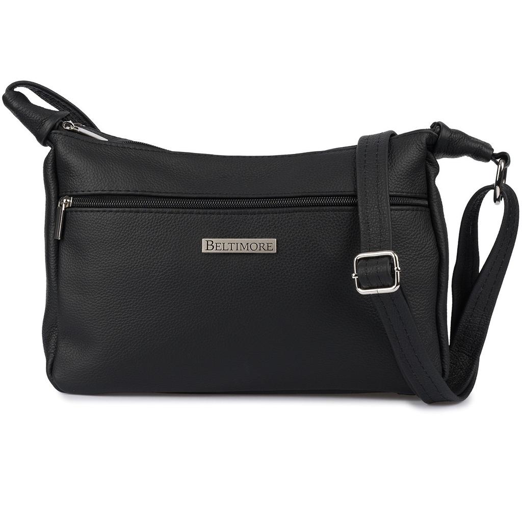 Skórzana Damska Torba listonoszka elegancka czarna Beltimore L40