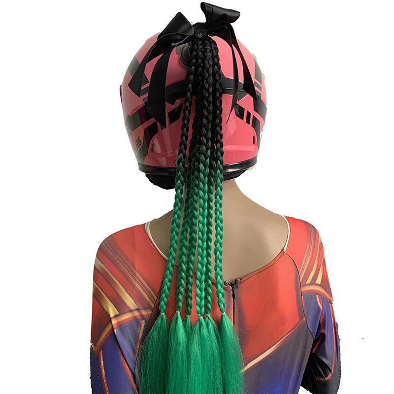 New Helmet Dirty Braids Motorcycle Woman Braids Wig Multicolor For Motorbike Helmets Decoration Punk Ponytail Headwear Universal