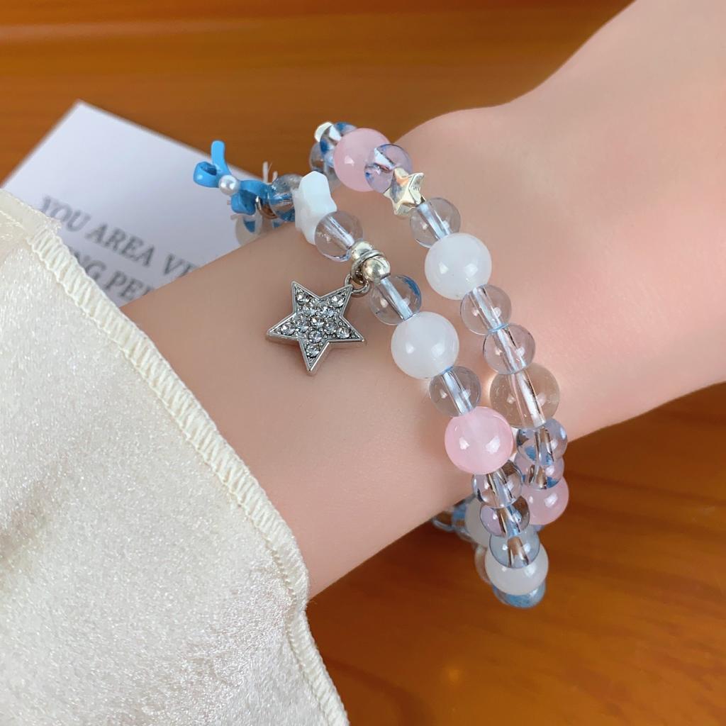 Y2k Floral Pearl Zircon Heart-Shaped Stainless Steel Chain Bracelet, Suitable For Women'S Everyday Wear.
