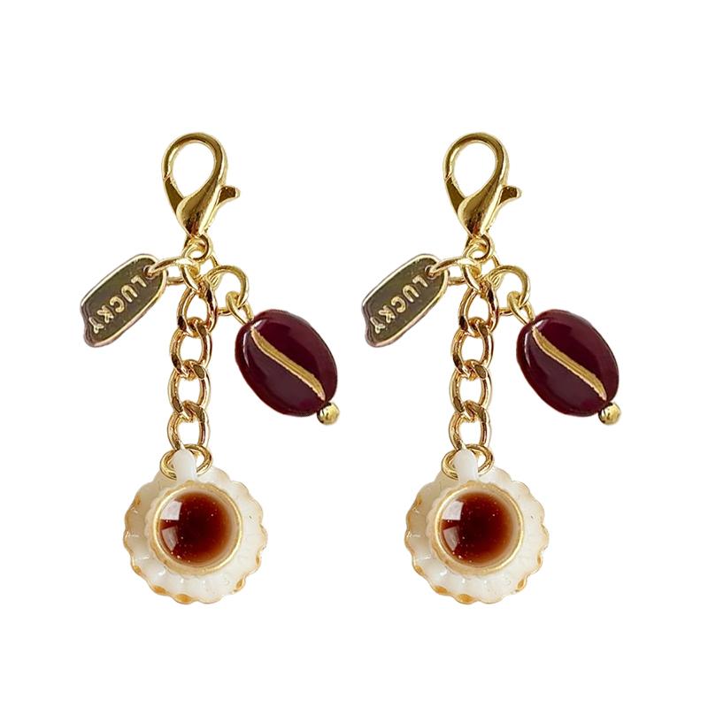 Ladies' bag pendant keychain brown earbud cover with zipper creative and cute coin wallet pendant