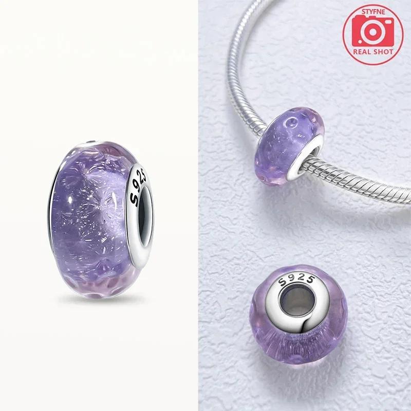 Real Coppercolored Shiny Murano Glass Beads Round Charms Fit Original Bracelet Diy Fine Jewelry Gifts For Women