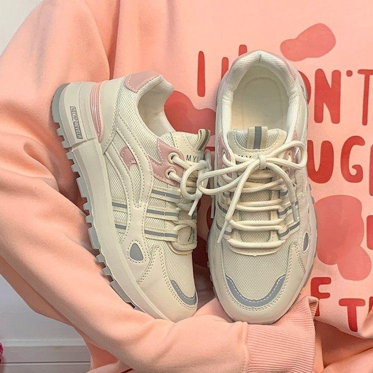 Daddy shoes women's ins tide 2025 spring new thick-soled breathable running shoes Korean version of super fire casual sports shoes