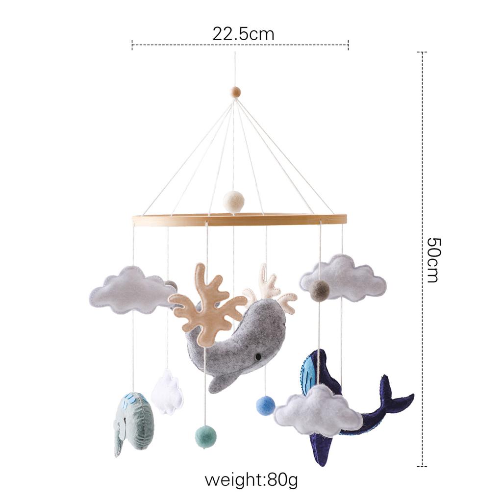 Cartoon Adjustable Direction Baby Cot Mobile Handmade Nonwoven Felt Ocean Animals Rotation Bed Bell Rattles Musical