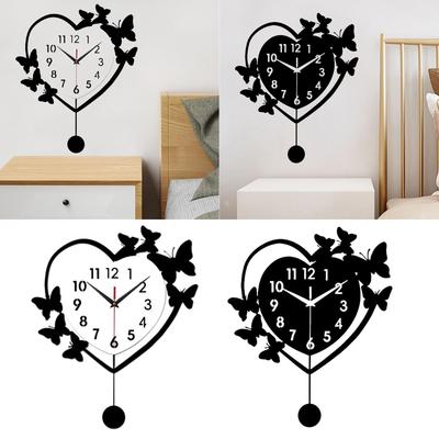 Luxury Living Room Wall Clock Acrylic Love Heart Design Silent Decorative Clock for Modern Home Office Bedroom