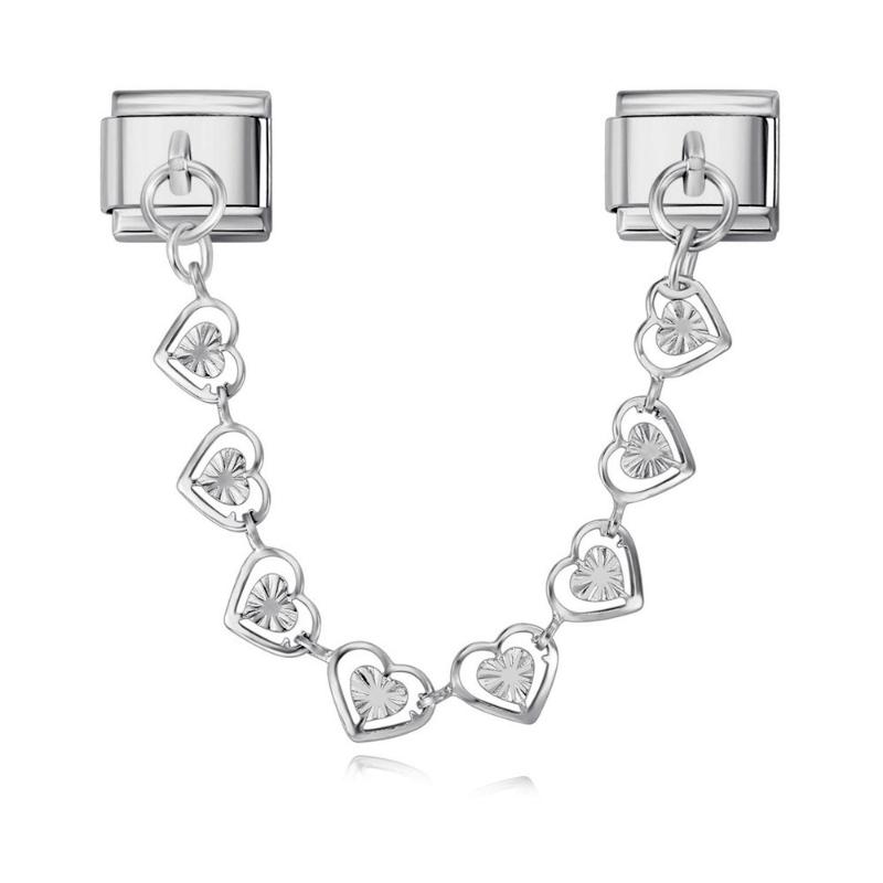 Fashion Women Stainless Steel Heart Chain Italian Charms Link Buckle Fit 9Mm Bracelet Diy Jewelry Accessories