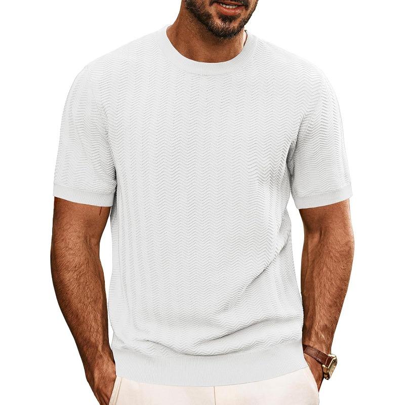 European Fashion Men S Solid Crew Neck Short Sleeve Knit T Shirt S белый