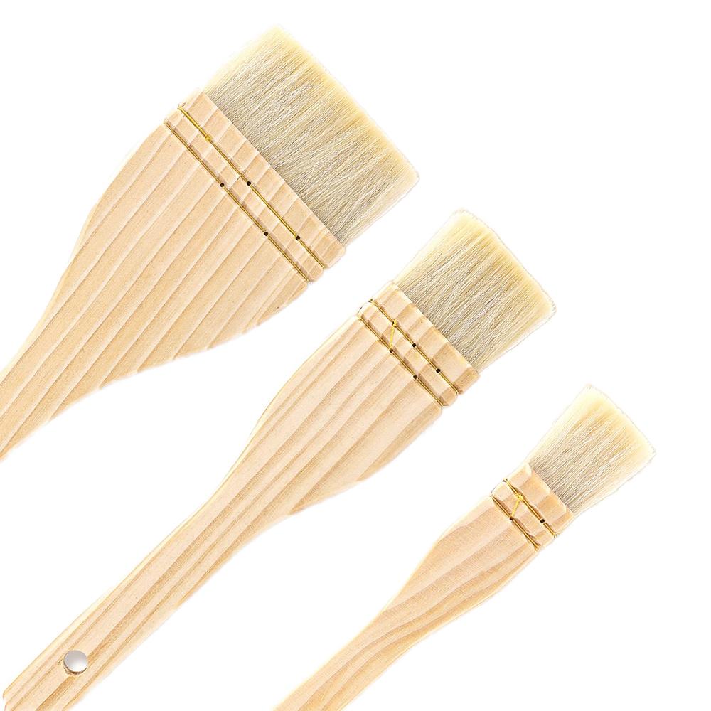 Wool Hake Brushes Long Handle Soft Goat Brush Goat Hair Brush for Watercolor Painting and Dyeing