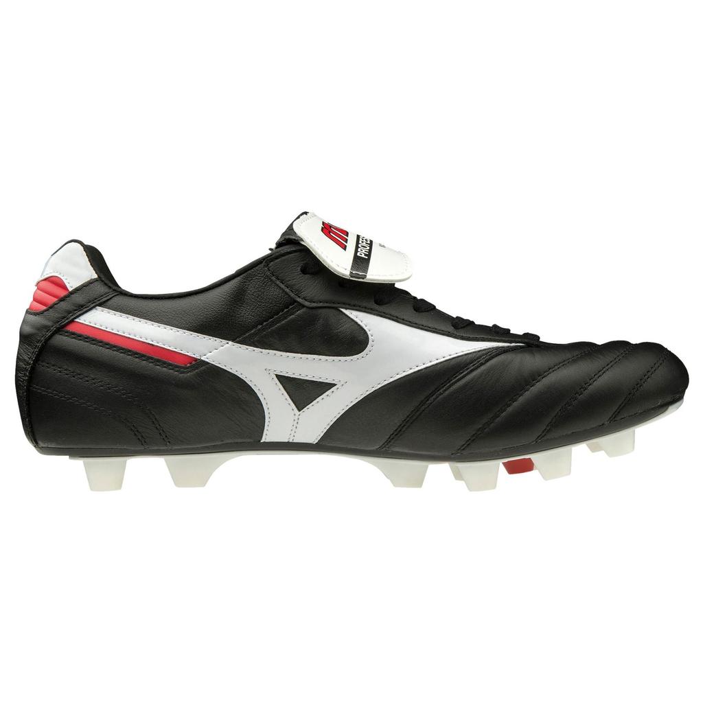 Mizuno Morelia Japan Round Toe Lace-Up HG (Rubber Short Studs) Slip-Resistant Durable Soccer Shoes Men Soccer Shoes Black White Red P1GA200001