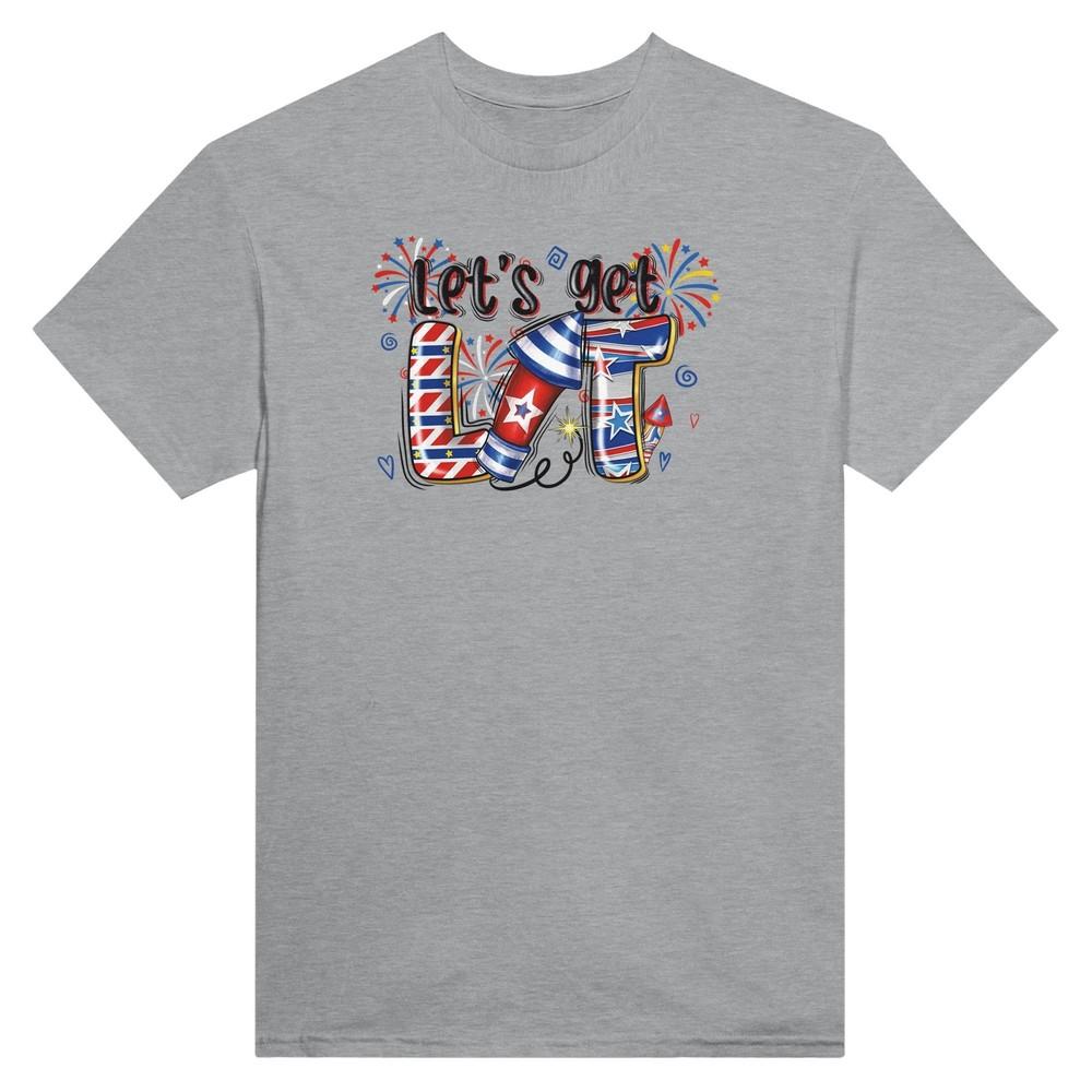 Let s Get Lit 4th of July Heavyweight Cotton Crewneck T-Shirt Unisex T-Shirt M