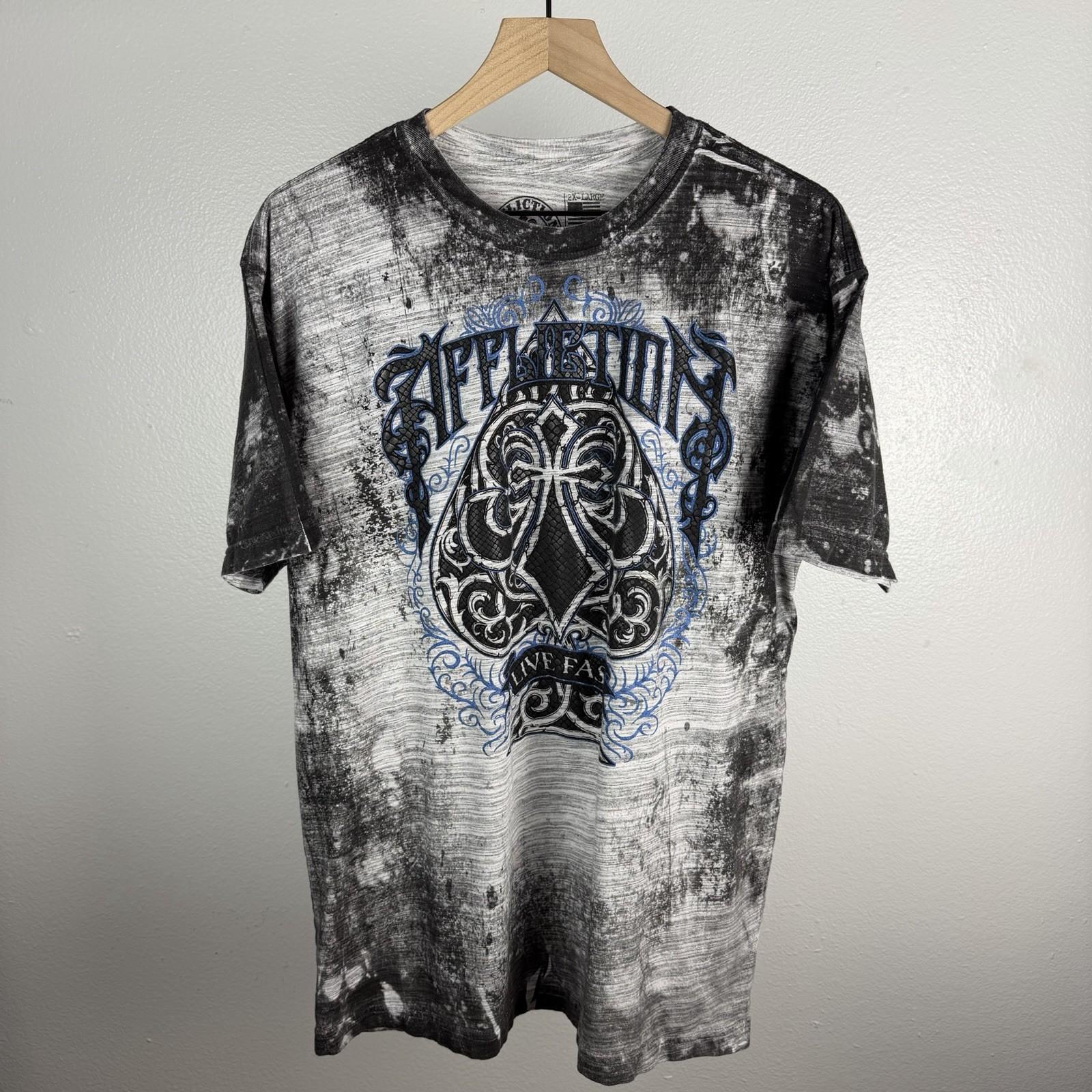 Винтажная футболка Affliction Live Fast с логотипом-змеиной кожей Y2K Grunge AOP Размер 2XL Унисекс XXXXL