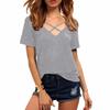 Verão V-neck Strap manga curta Casual Sexy T-shirt Top Feminino