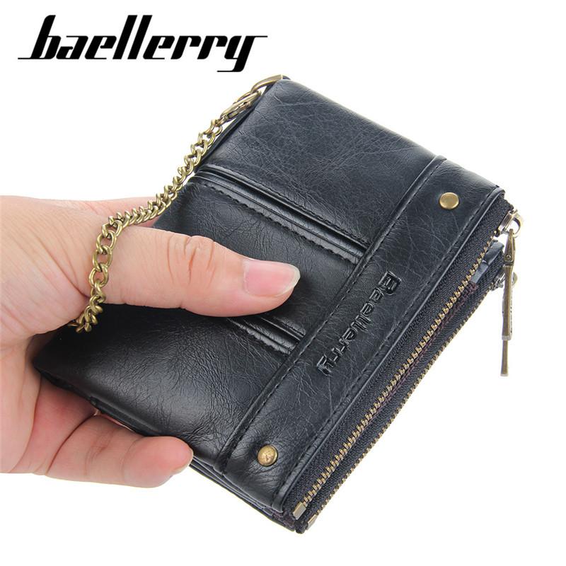 

Мужской короткий кошелек в стиле панк из искусственной кожи, двойные кошельки, винтажный кошелек с визитницей и портмоне на молнии