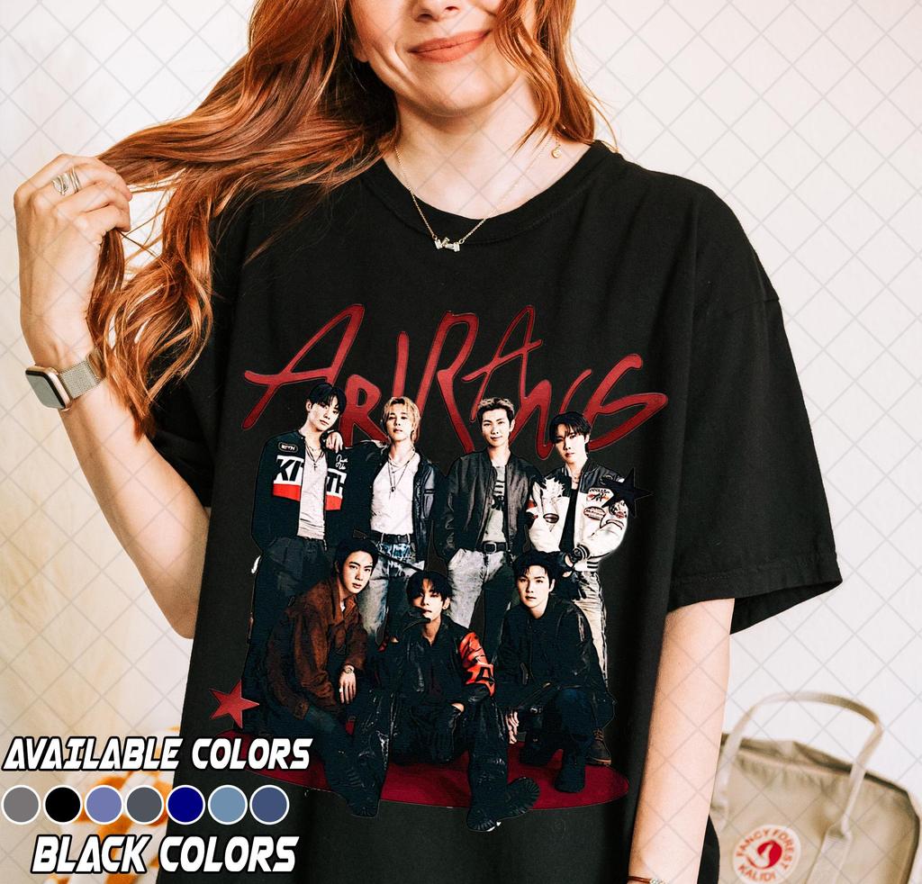 2026 New Bts Arirang Portrait Graphics Tshirt Unisex And Unisex Summer 100 Cotton Shirt Fashion Short Sleeved Top Streetwear Unisex