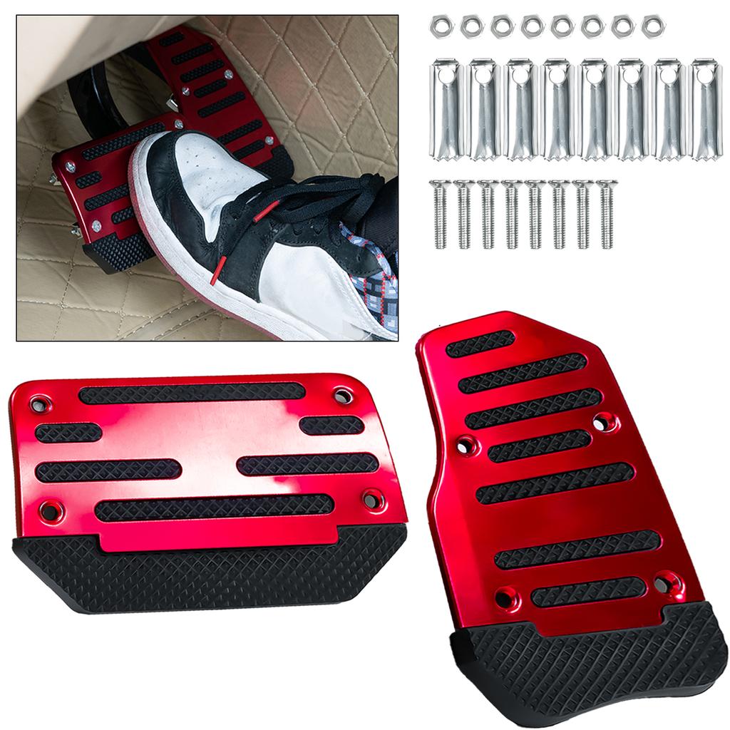 Universal Car Interior Parts Aluminum Automatic Gear Gas Brake Accelerator Non-Slip Foot Pedal Pad Cover Trim Blue/Red/Silver