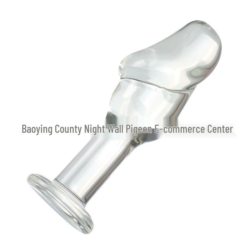 Large Brown Transparent Realistic Glass Dildo for Female Masturbation