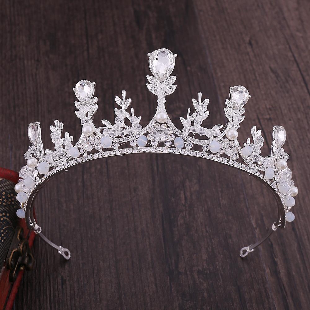 Klasická tiára, příznivý pšeničný klas, ručně vyráběná svatební koruna, korejská vynikající korunka s čelenkou posetá kamínky