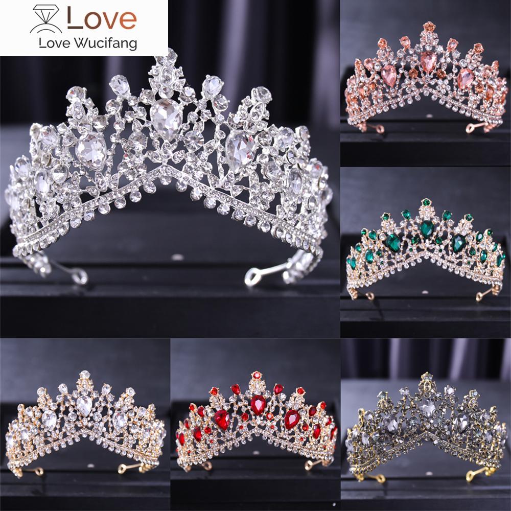 

Барочные хрустальные короны и диадемы с каплями воды, винтажная тиара со стразами для женщин, свадебные аксессуары для волос, ювелирные изделия золотой