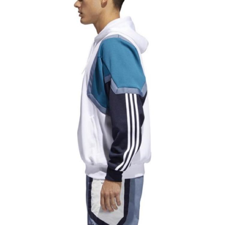 adidas Originals Felpa con Cappuccio Trefoil Nova Color Block Logo Stampato Manica Lunga Felpa Uomo felpe Bianco CE4801