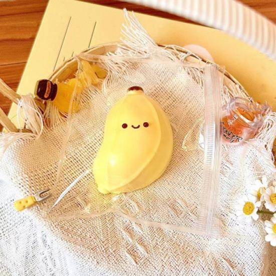 Cartoon Banana Squeeze Toy Anxiety Stress Relief Banana Pinch Sensory Toy Teens Adults Soft TPR Calming Fruit Fidget Toy