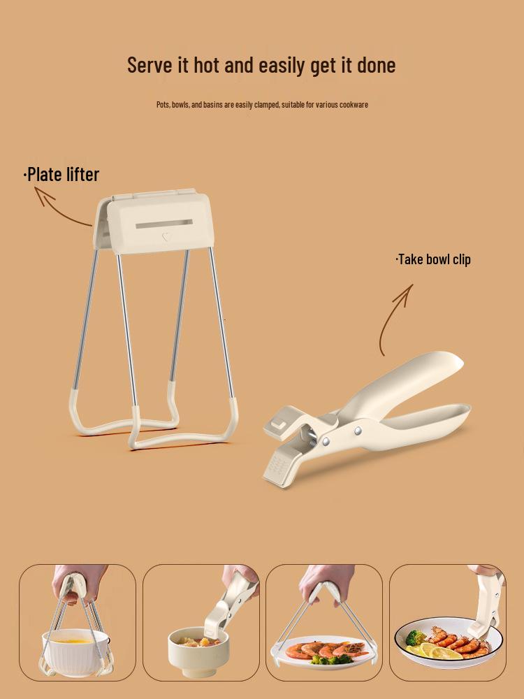 Silicone Non-Slip Bowl Lifter and Plate Clip for Microwave and Steamer Safety