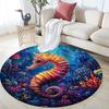 Seahorse Round Area Rug,Carpet Rug for Living Room Bedroom Sofa Playroom Decor,Non-slip Floor Mat