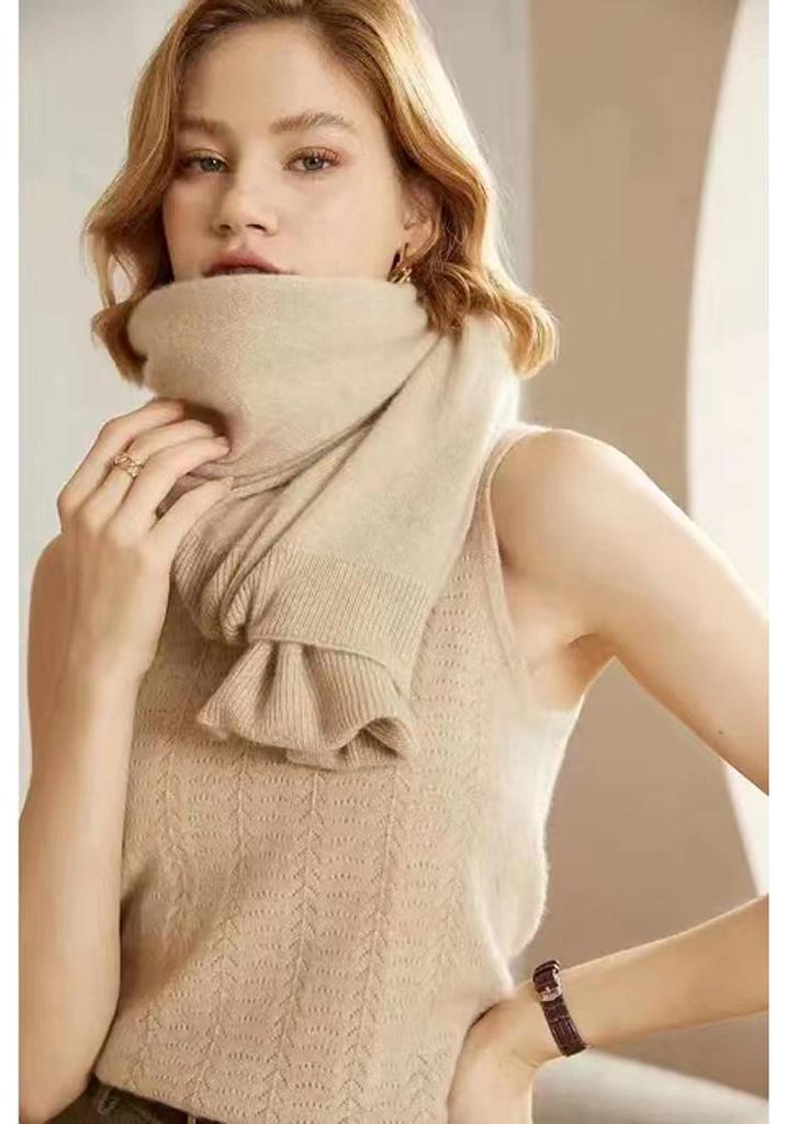 Pure Wool Flat Shawl Scarf - Warm Cashmere Blend Cape