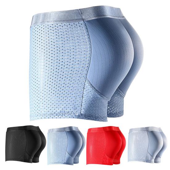 Men Butt Lift Boxer Briefs Solid Color Fake Butt Shorts Padded Hip
