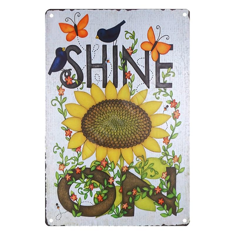 Welcome To Our Garden Metal Tin Signs, Dirty Hoe Wall Art, Sunflower Retro Poster for Home, Yard, Plants Decor, Garden Rule S