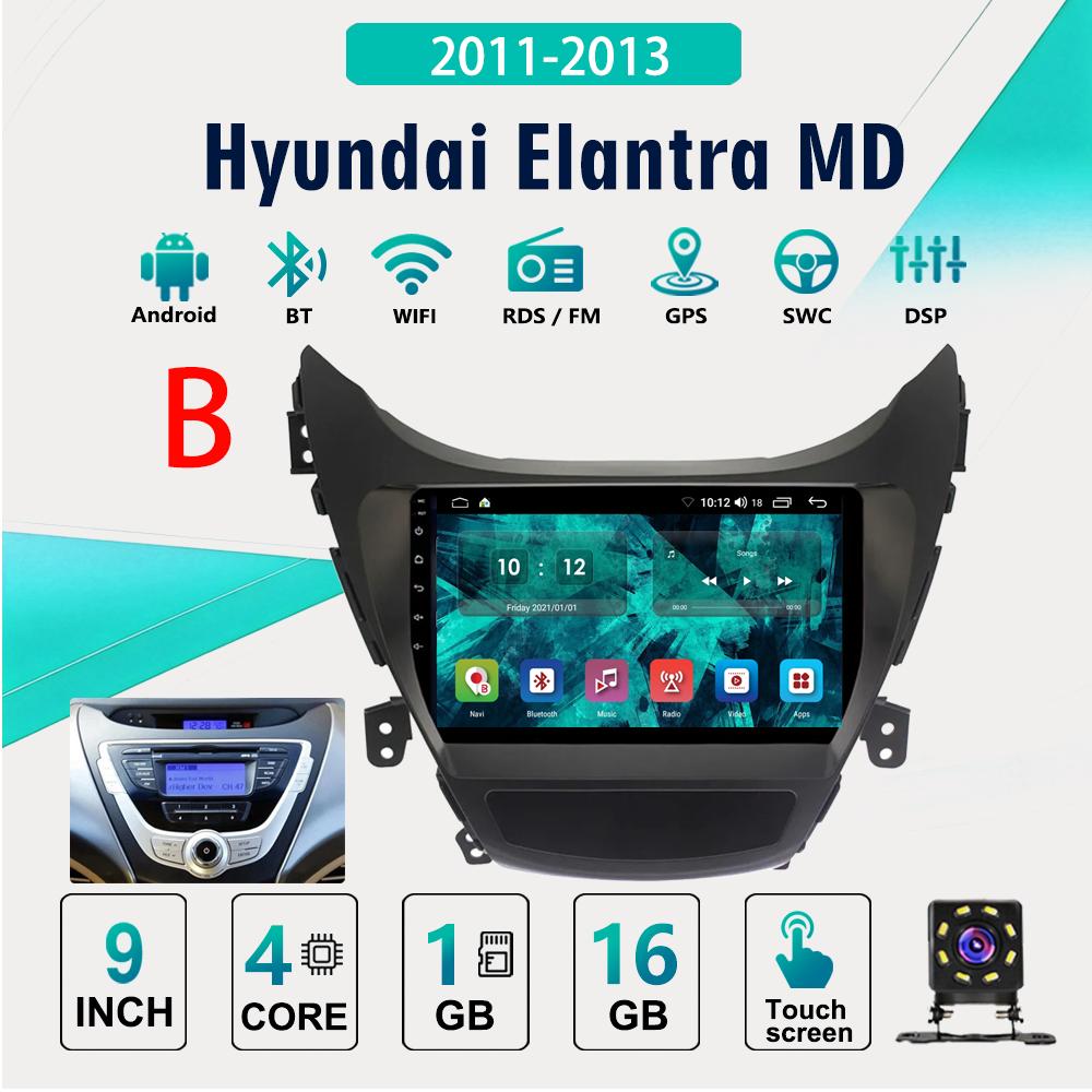 2Din Android Car-Play Car Radio,Hyundai Elantra MD 2011-2013,Multimedia Player Head Unit Stereo GPS Navigation BT WIFI,2+32GB