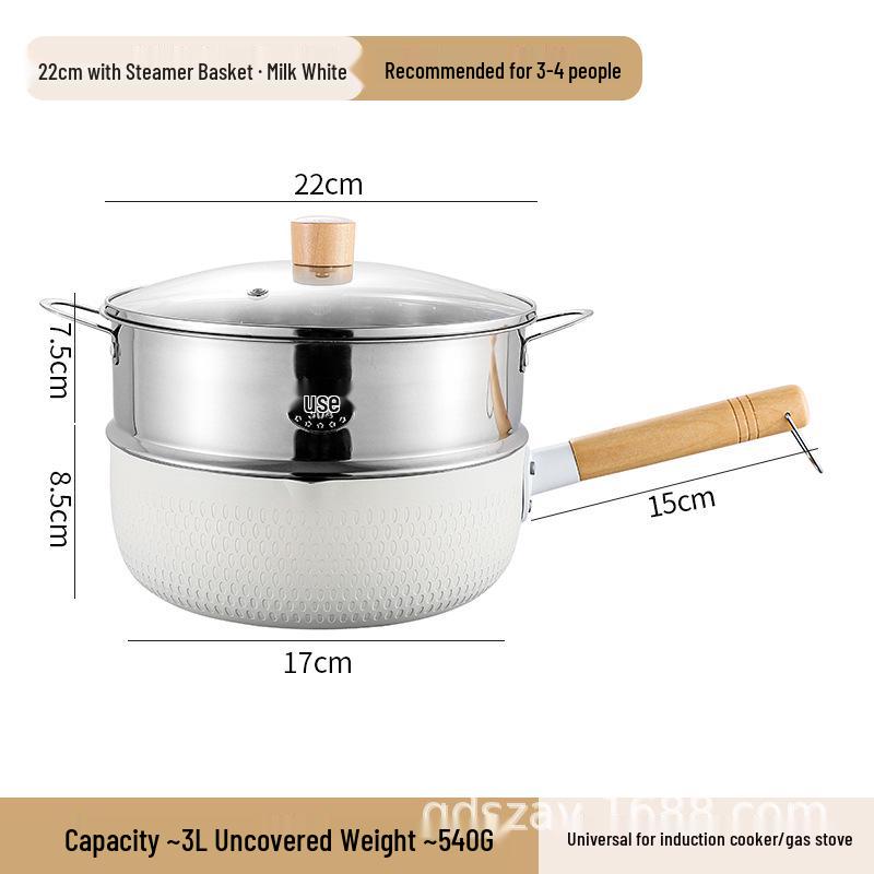 Maifan Stone Non-Stick Induction Cooker Pot for Instant Noodles, Baby Food, and Milk; Yukihira Pan, Food-Grade.