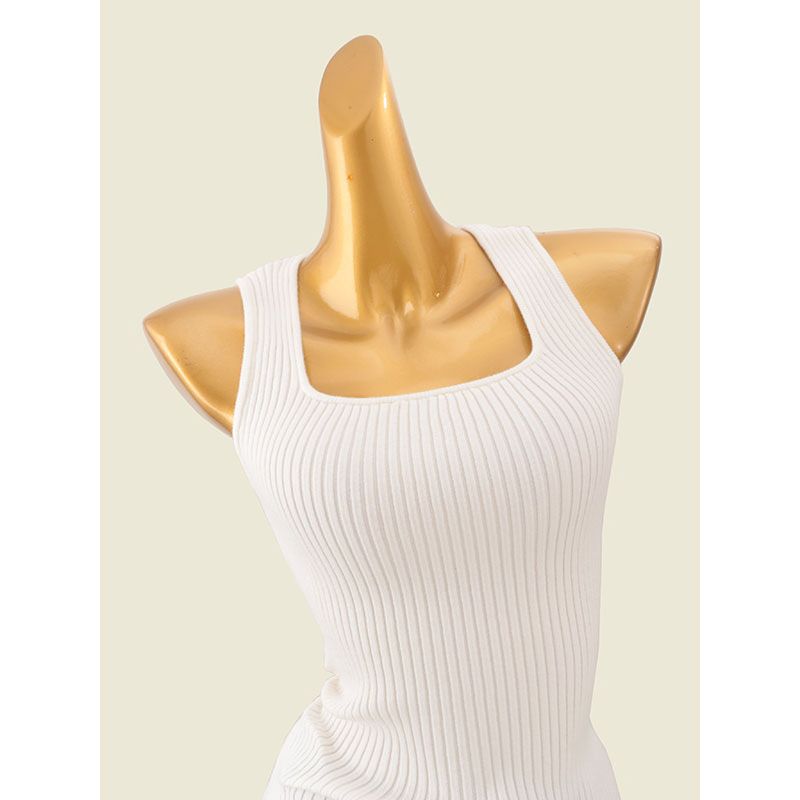 Trade Original Order Pure Desire Small Square Collar Slim fit Vest Four Seasons Wear Sleeveless Sunken Stripe Slimming Solid Knitted Inner wear