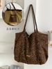 Leopard Print Suede Double-sided Shoulder Bags for Women Versatile Large Capacity Ladeis Tote Autumn Vintage Female Handbags