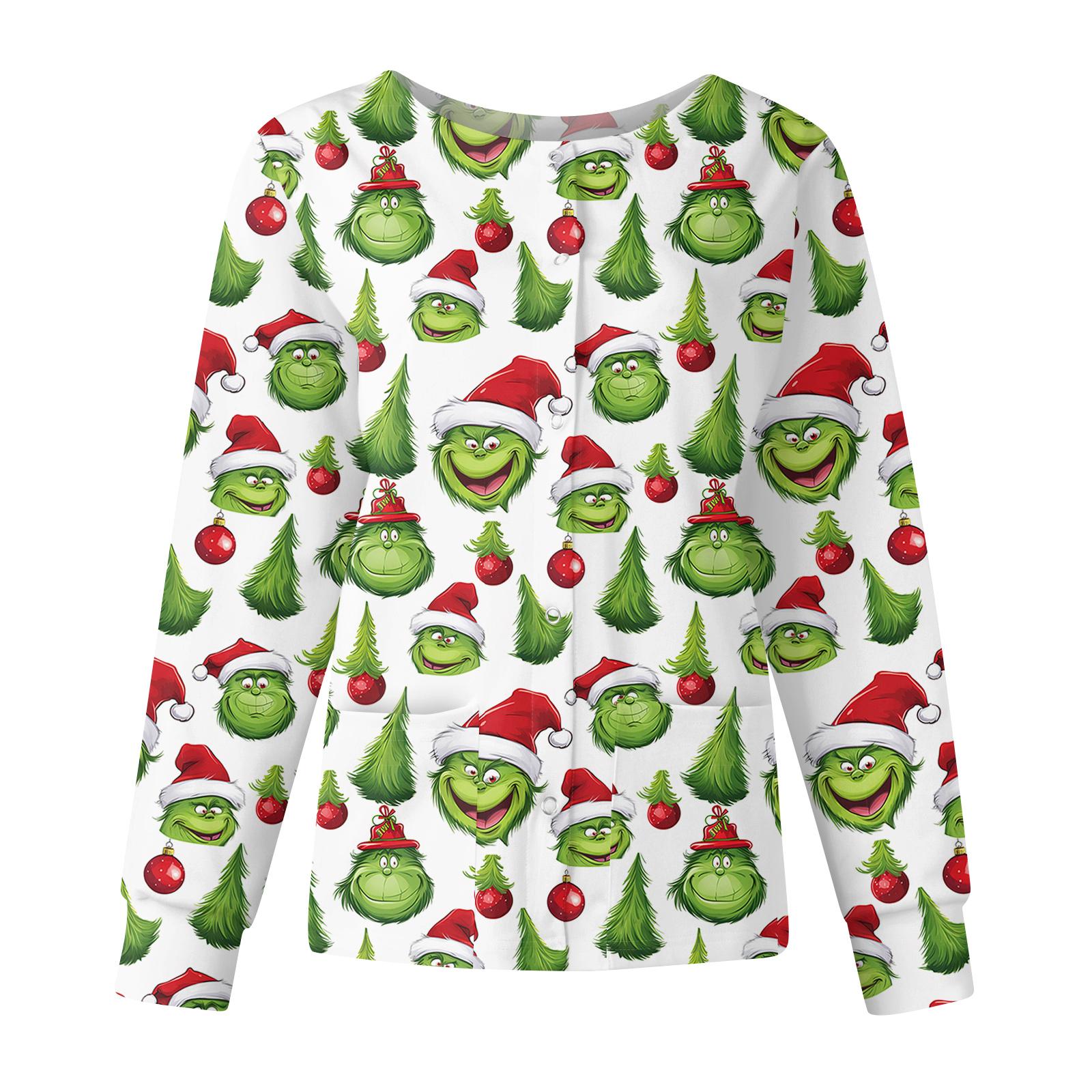 

Women s Casual Fashion Long Sleeve Standing Collar Single Breasted Christmas Print Workwear Jacket Tops XXXXL